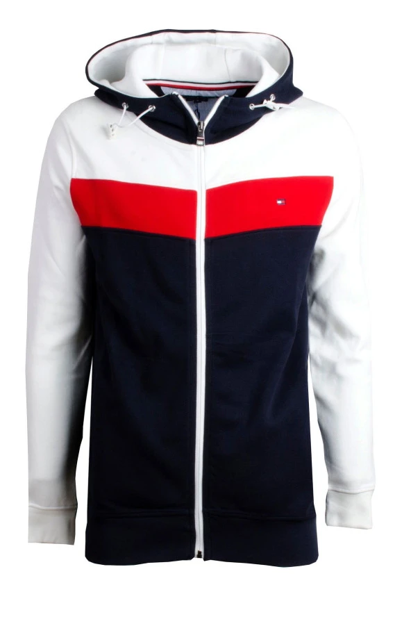 Erkek Sweatshirt Fermuarlı Yandan cepli Kapüşonlu, Soft Pique Kumaş//Regular Fit