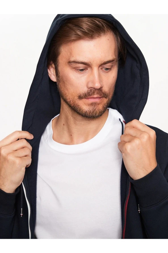 Erkek Fermuarlı Kapüşonlu Sweatshirt Regular Fit///SİYAH - 3