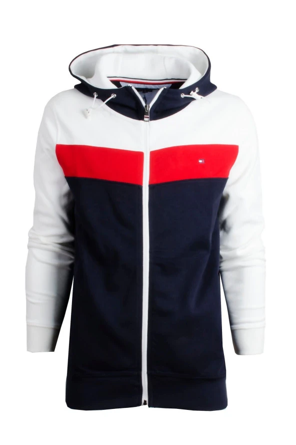 Erkek Sweatshirt Fermuarlı Yandan cepli Kapüşonlu, Soft Pique Kumaş//Regular Fit - 3