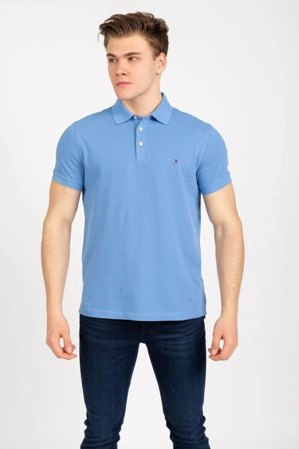 //Gök Mavi Slim Fit Pike Polo T-shirt - 3