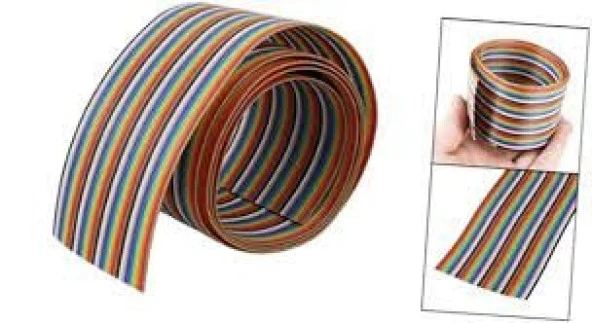 40 Pinli Awg26 1.27mm Renkli Flex Şerit Kablo 1mt ürün görseli 1