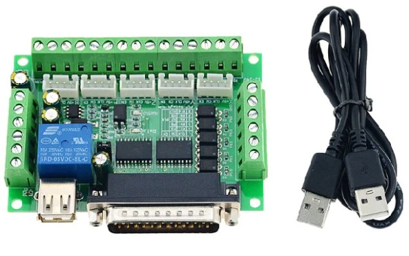 5 Eksenli Cnc Kontrol Kartı Mach3 Step Motor Sürücü + Usb Kablo