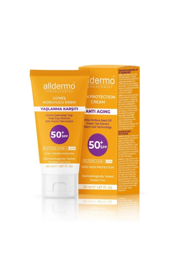 Alldermo Yaşlanma Karşıtı Güneş Koruyucu Krem Spf 50+ 50 ml