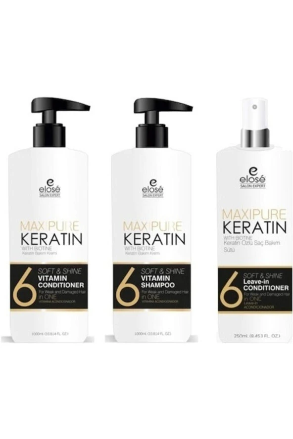 Elose Keratin Seti Şampuan 1000 Ml - Krem 1000 Ml - Süt 250 Ml