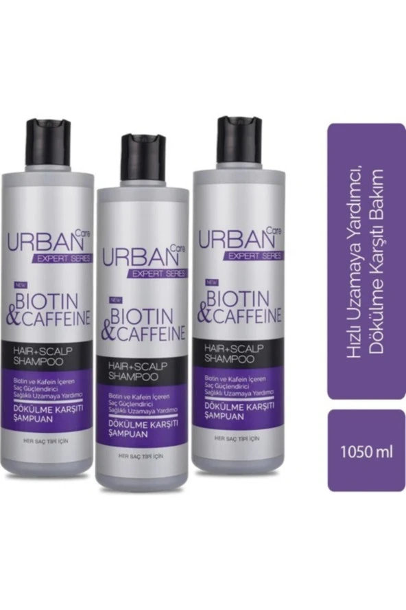 Urban Care Expert Biotin & Caffeine Shampoo 350 Ml - 3'Lü Avantaj Paketi