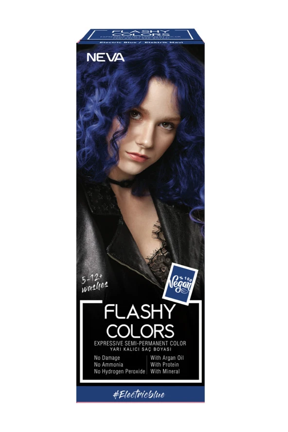 Neva Flashy Colors Yarı Kalıcı Saç Boyası Electric Blue / Elektrik Mavi 100 ml - 1