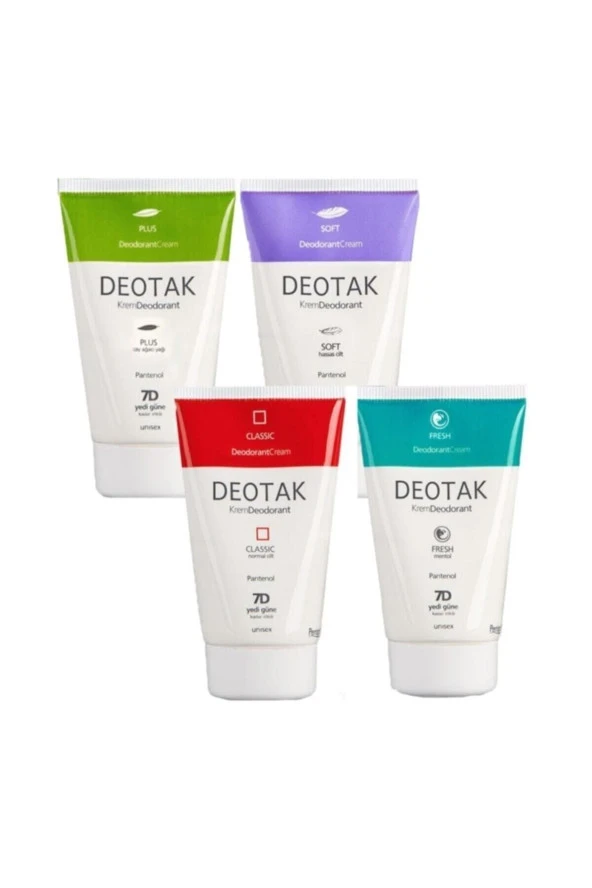 Deotak Unisex Krem Deodorant 4'lü Set