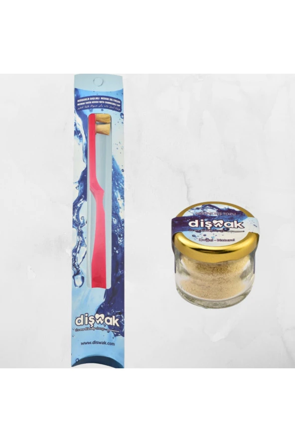 Toothwak Misvak Başlı Kırmızı Diş Fırçası + Yedek Başlık + Misvak Tozu