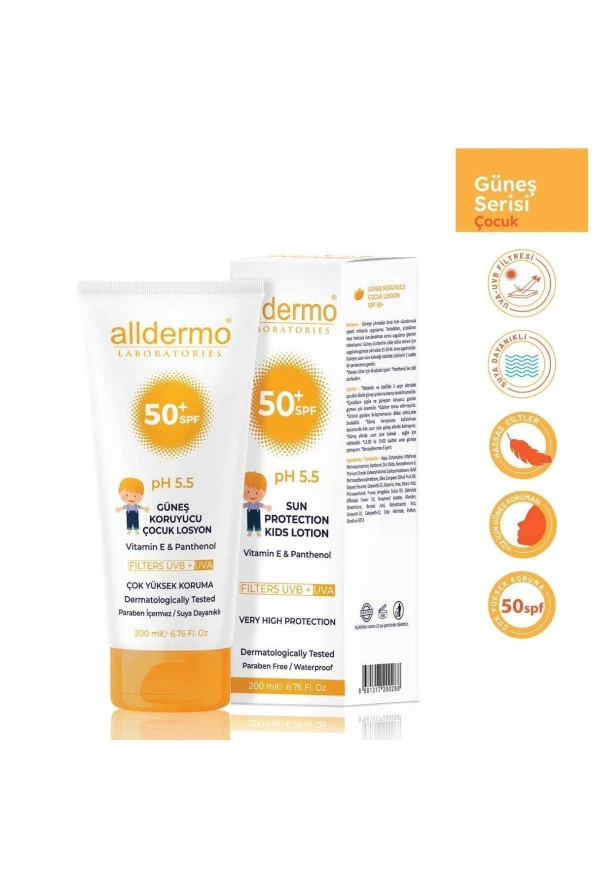 Alldermo Çocuk Güneş Losyonu Spf50 200 ml