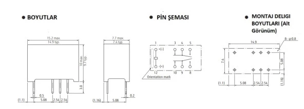 5V Çift Kontak Röle - Na5W-K - Resim 3
