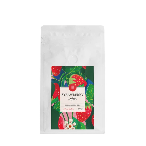 Mim and More Strawberry Coffee Çilek Aromalı Kahve Çekirdek Kahve 200 Gr