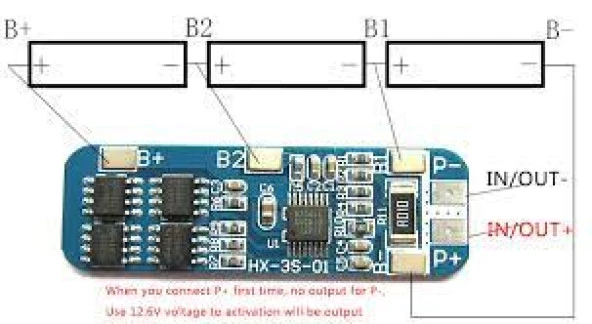 Gözelerelektronik-18650 3S 10A Lityum Batarya Koruma Kartı - Resim 2