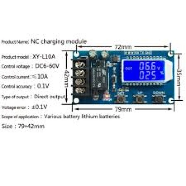 6-60V 10A Lityum Pil Şarj Kontrol Kart Aşırı Şarj Koruma Xy-L10 - Resim 2