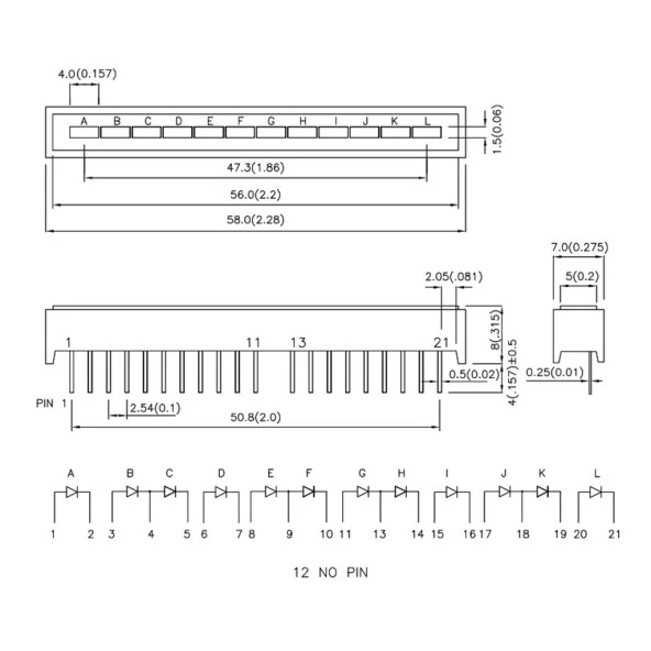Dd-12Ewa -Kıngbrıght -12'Li Bargraf Led Kırmızı, 20 Ma, 2.2 V, - Resim 5