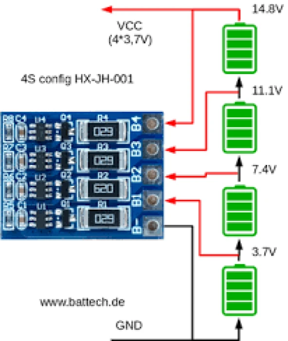 4S Bms Lityum Batarya Dengeleyici Kart - Resim 2
