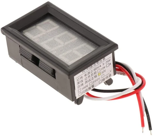 0-30V 3 Kablolu Dc Kırmızı Voltmetre - Resim 3