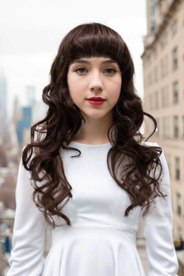 Kahve - Kızıl Uzun Dalgalı Perçemli Fiber Sentetik Peruk (H9033) - Resim 5