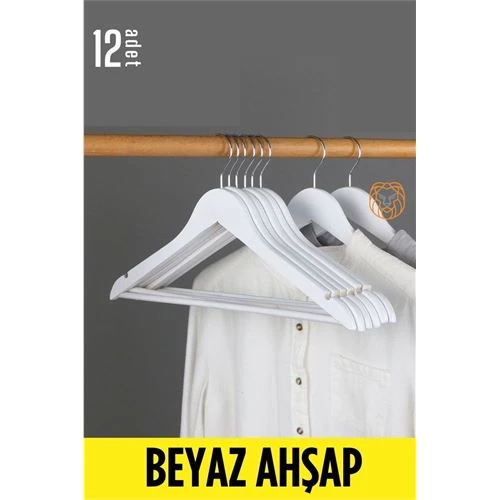 Transformacion Beyaz Ahşap Elbise Askısı 12 ADET Montague Design 719132