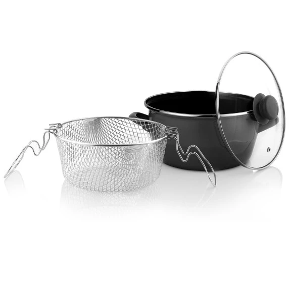 Schafer Fry Çıtır Kızartma Tenceresi 22 Cm-3 Parça-Siyah - 7