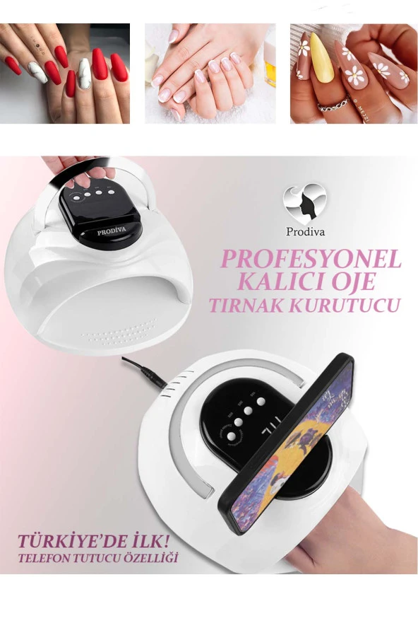 Prodiva 168W 42 Led Kalıcı Oje Protez ve Jel Tırnak Kurutucu - Türkiye'de İlk Telefon Tutucu Özelliği - 2