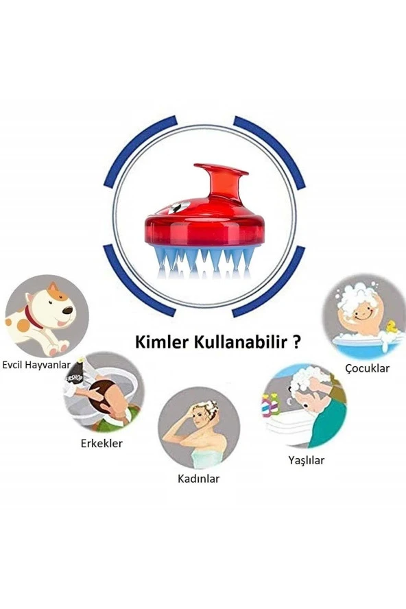 Prodiva Duş Fırçası Saç Bakım ve Masaj Fırçası - Kırmızı - 4