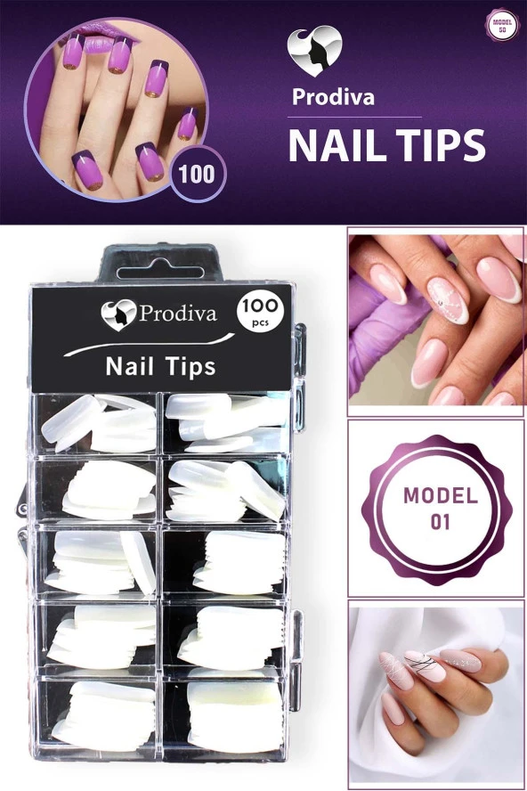 Prodiva 100'lü Kutulu Takma Tırnak - Nail Tips 1 No