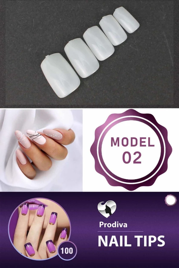Prodiva 100'lü Kutulu Takma Tırnak - Nail Tips 2 No - 2