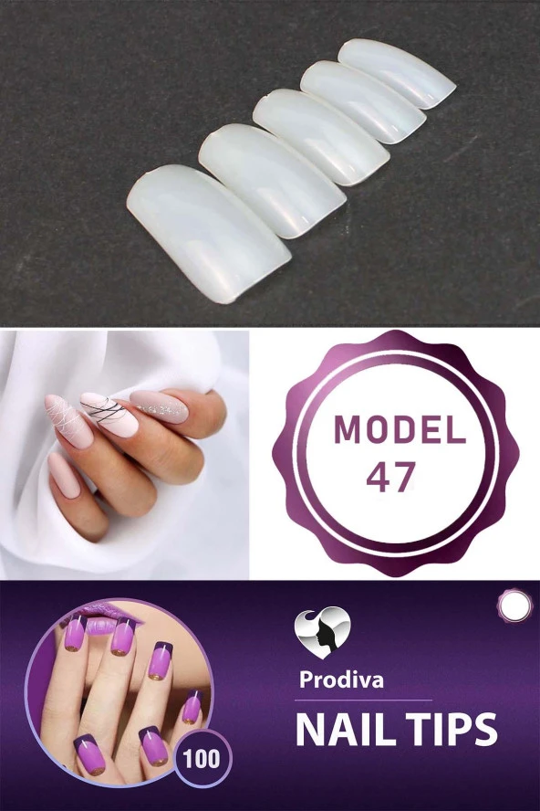 Prodiva 100'lü Kutulu Takma Tırnak - Nail Tips 47 No - 2