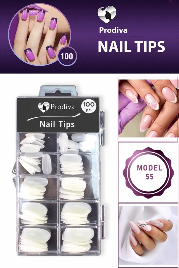 Prodiva 100'lü Kutulu Takma Tırnak - Nail Tips 55 No