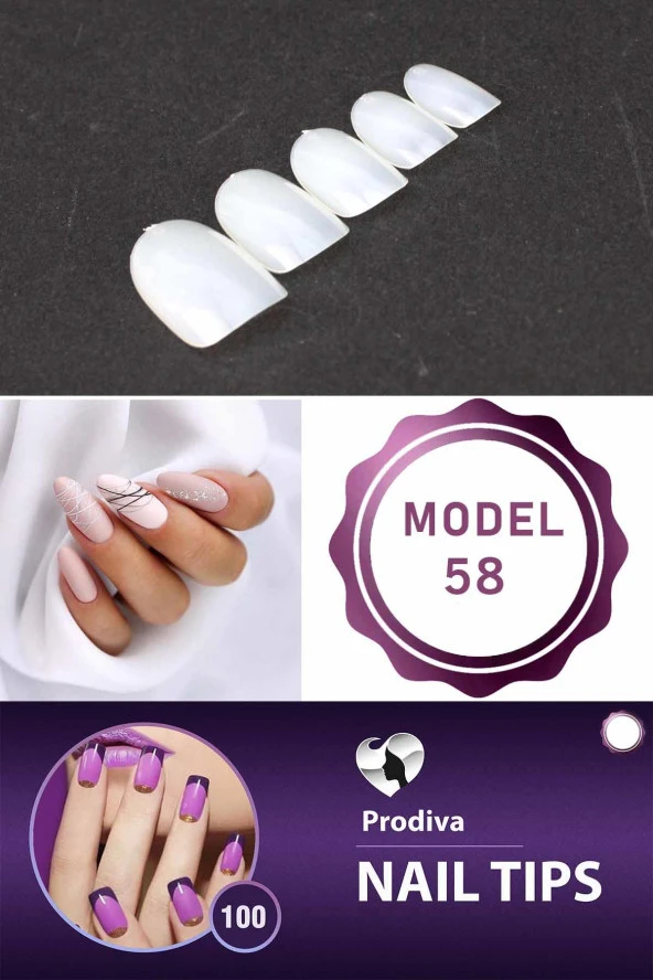 Prodiva 100'lü Kutulu Takma Tırnak - Nail Tips 58 No - 2
