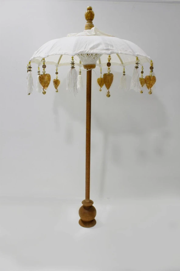 Prodiva Dekotarif Ahşap Gövdeli Bali Şemsiyesi 80 cm - Krem Gold - 2