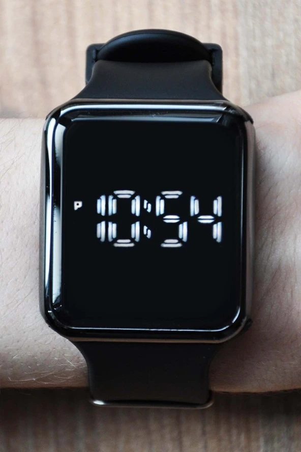 Led Dokunmatik Siyah Silikon Kordonlu Unisex Kol Saati Su-561-001 - 2