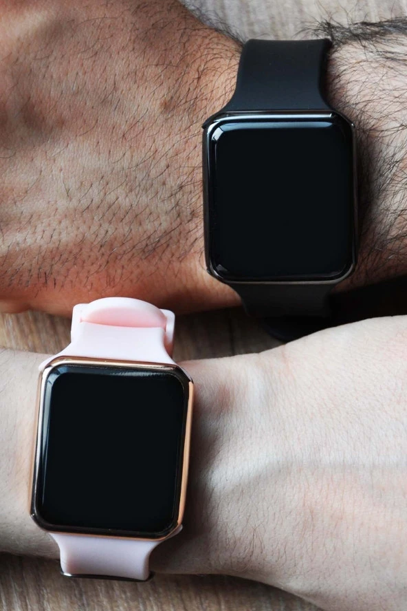 Siyah Pembe Unisex Sevgili Saati Anne Oğul Saati Dokunmatik Led Saat Su-563-001 - 2