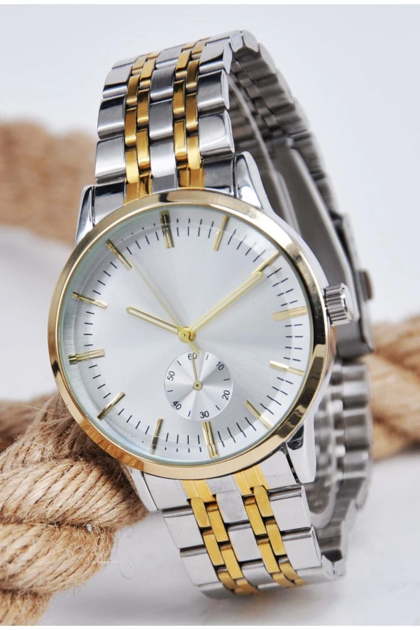 Sevgili Saati Çift Saati Altın & Gümüş Renk Kordon Analog İki Adet Saat SU-933 - 2