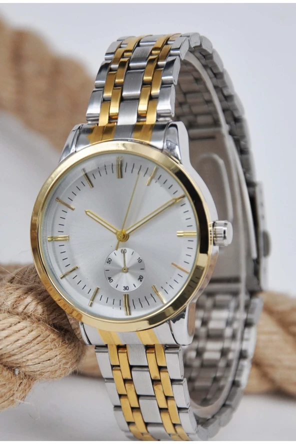 Sevgili Saati Çift Saati Altın & Gümüş Renk Kordon Analog İki Adet Saat SU-933 - 3