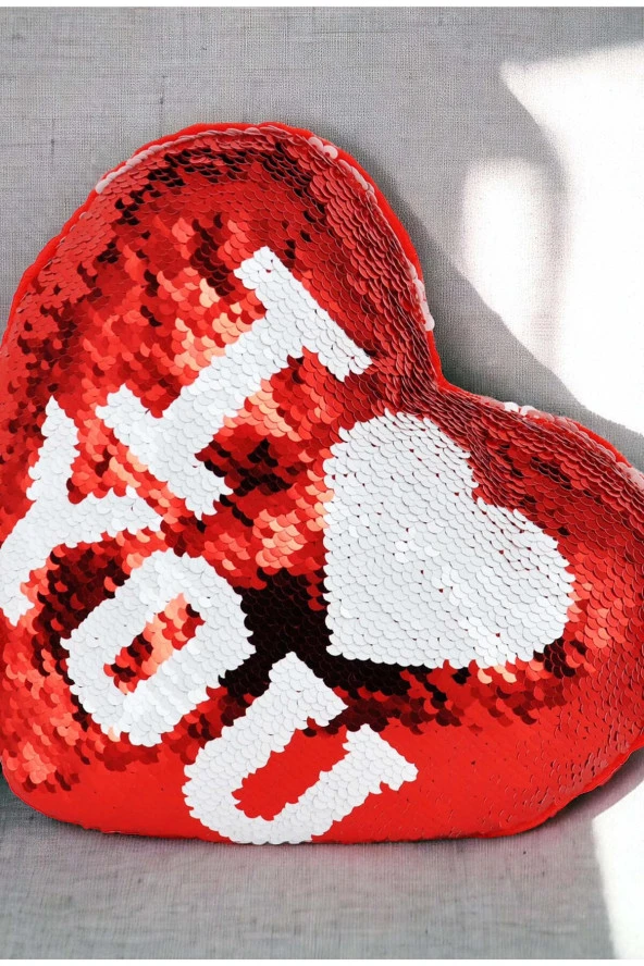 Sevgiliye Eşe Hediye I Love You Yazılı Çift Yön Pullu Yastık 20x19 Cm SU-YST001 - 3