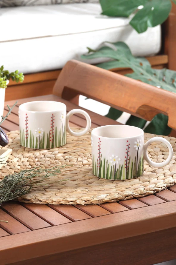 Ivy | El Yapımı Seramik Kupa Fincan Bardak Mug Seramik Double Türk Kahve Fincanı - 3