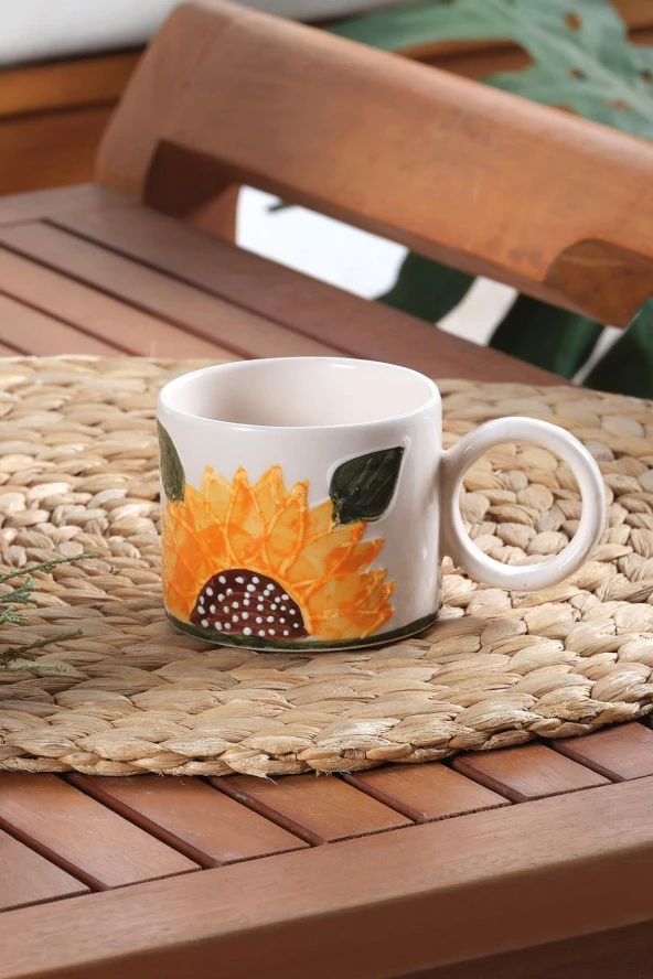 Sun | El Yapımı Seramik Kupa Fincan Bardak Mug Seramik Double Türk Kahve Fincanı