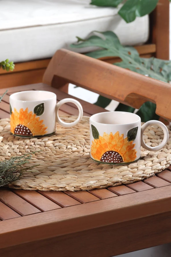 Sun | El Yapımı Seramik Kupa Fincan Bardak Mug Seramik Double Türk Kahve Fincanı - 3