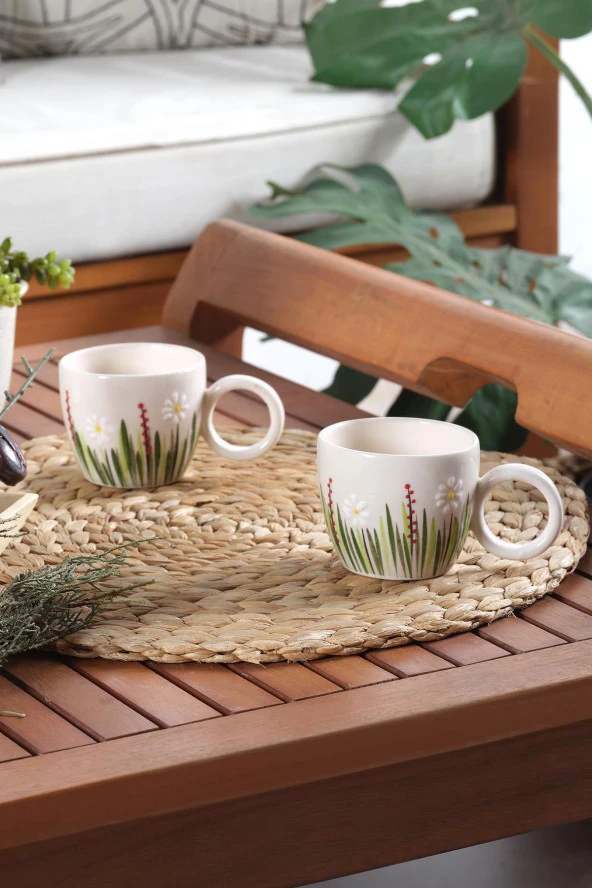 Bow | El Yapımı Seramik Kupa Fincan Bardak Mug Seramik Double Türk Kahve Fincanı - 3