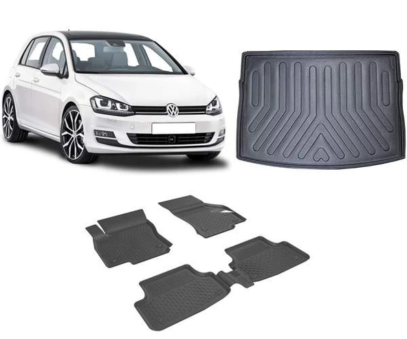 Volkswagen Golf 7-7.5 2013-2020 4.5D Havuzlu Paspas 3D Bagaj Havuzu Set ürün görseli