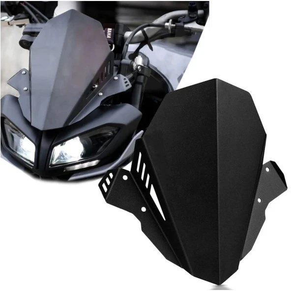 Motosiklet Alüminyum Siperlik CNC Rüzgarlık Yamaha MT09 FZ09 2017 2020 Uyumlu Siyah Motor Rüzgarlık
