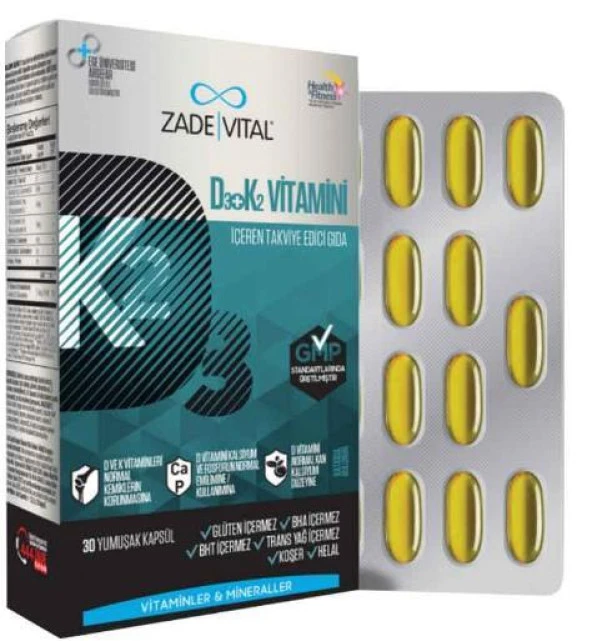 Zade Vital D3+K2 Vitamini 30 Kapsül