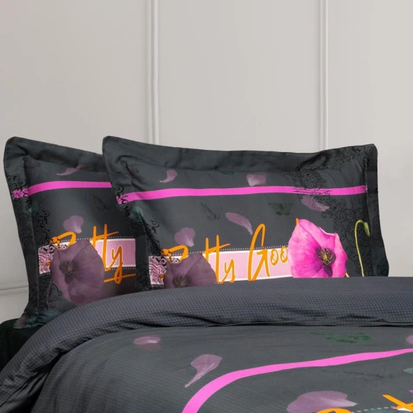 DİJİTAL SATEN ÇİFT KİŞİLİK NEVRESİM TAKIMI PRETTY - Resim 2