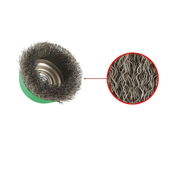 Saçaklı Çanak Fırça Paslanmaz 65 mm M14 Pas Kir Boya Kazıma Temizleme Taşlama Zımparalama Parlatma - Resim 6