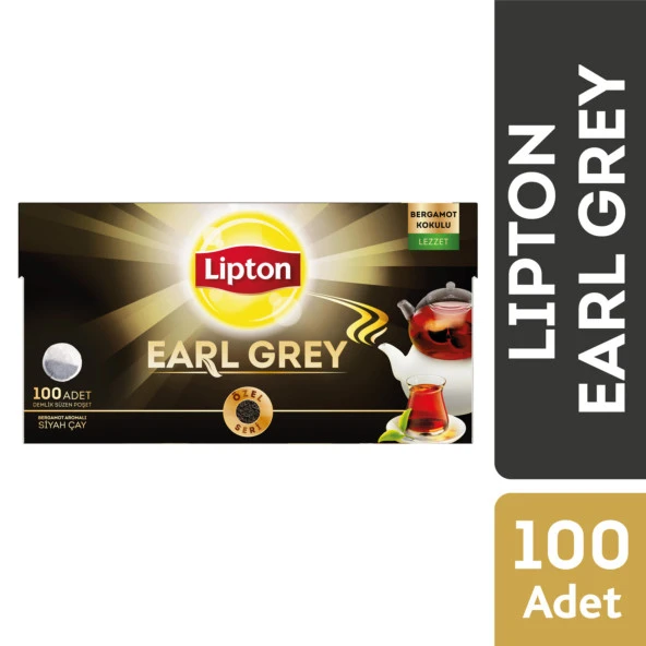 Lipton Earl Grey Bergamot Aromalı Demlik Poşet Çay 100'lü 10 Paket