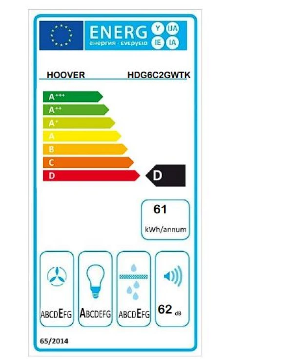 Hoover HDG6C2GWTK Ankastre Beyaz Davlumbaz - 5