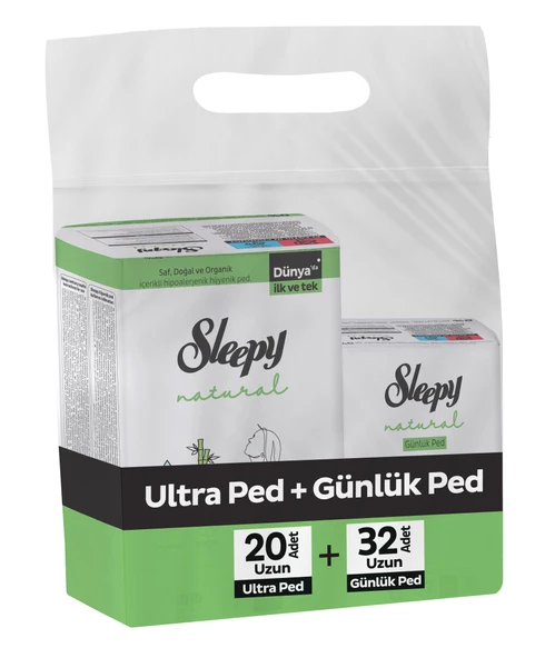 Sleepy Natural Hijyenik Ped Uzun 20'li + Günlük Ped Uzun 32'li