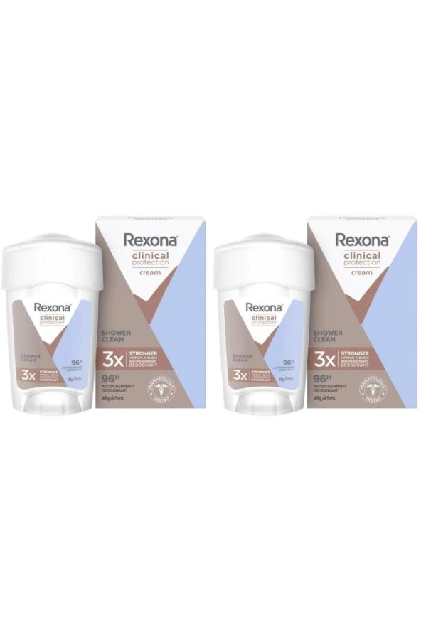 Rexona Clinical Protection Kadın Stick Deodorant Shower Clean 45 Ml X2 Adet