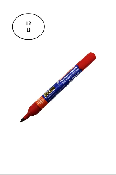 Brons BR-9722 Kesik Uç Kırmızı Permanent Kalem 12'li - 2
